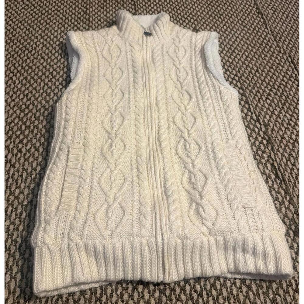 Skyr Fleece Lined Wool Blend Cable Knit Sweater Vest Women’s Medium